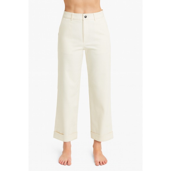 Sonoma Now Gen Womens Size 6 Cream Canvas Crop Pants High Rise Casual‎ - Picture 1 of 6